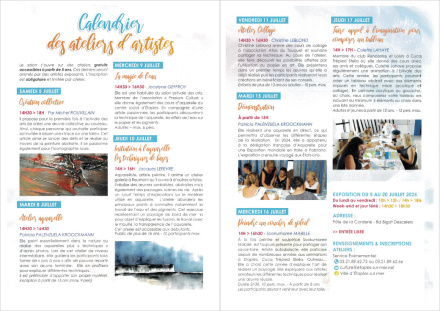 calendrier ateliers expositions estivale des arts etaples sur mer 2025