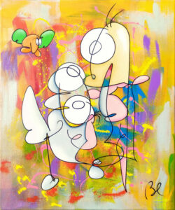 échappée bucolique de poules aux dents creuses tableau original par eric bourdon