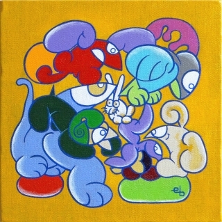 Birds Bunny - Peinture par Eric Bourdon