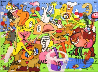 Café en terrasse - Peinture Eric Bourdon