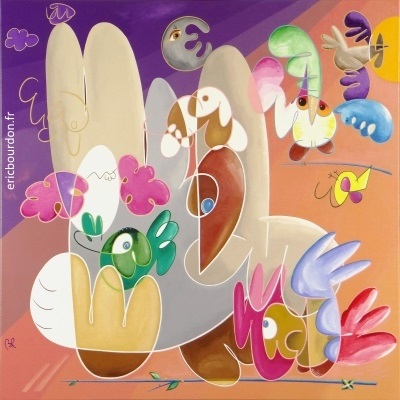 Comme un oiseau sur la branche... Peinture d'Eric Bourdon