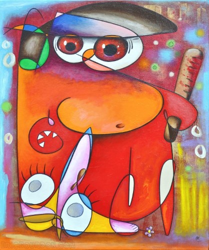 flic rouge gilet jaune peinture galerie peintre eric bourdon