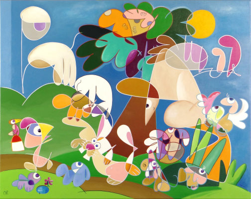 lièvre tortue art tableau peinture eric bourdon