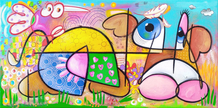 oiseau aimait vache plumes galerie peinture peintre eric bourdon