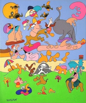 Des os pour les chiens - Peinture d'Eric Bourdon